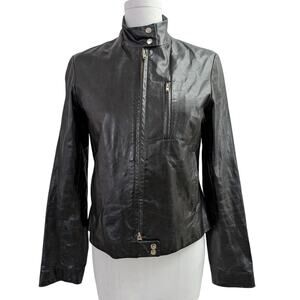 Colovos Women's Black Leather Moto Jacket Size 4